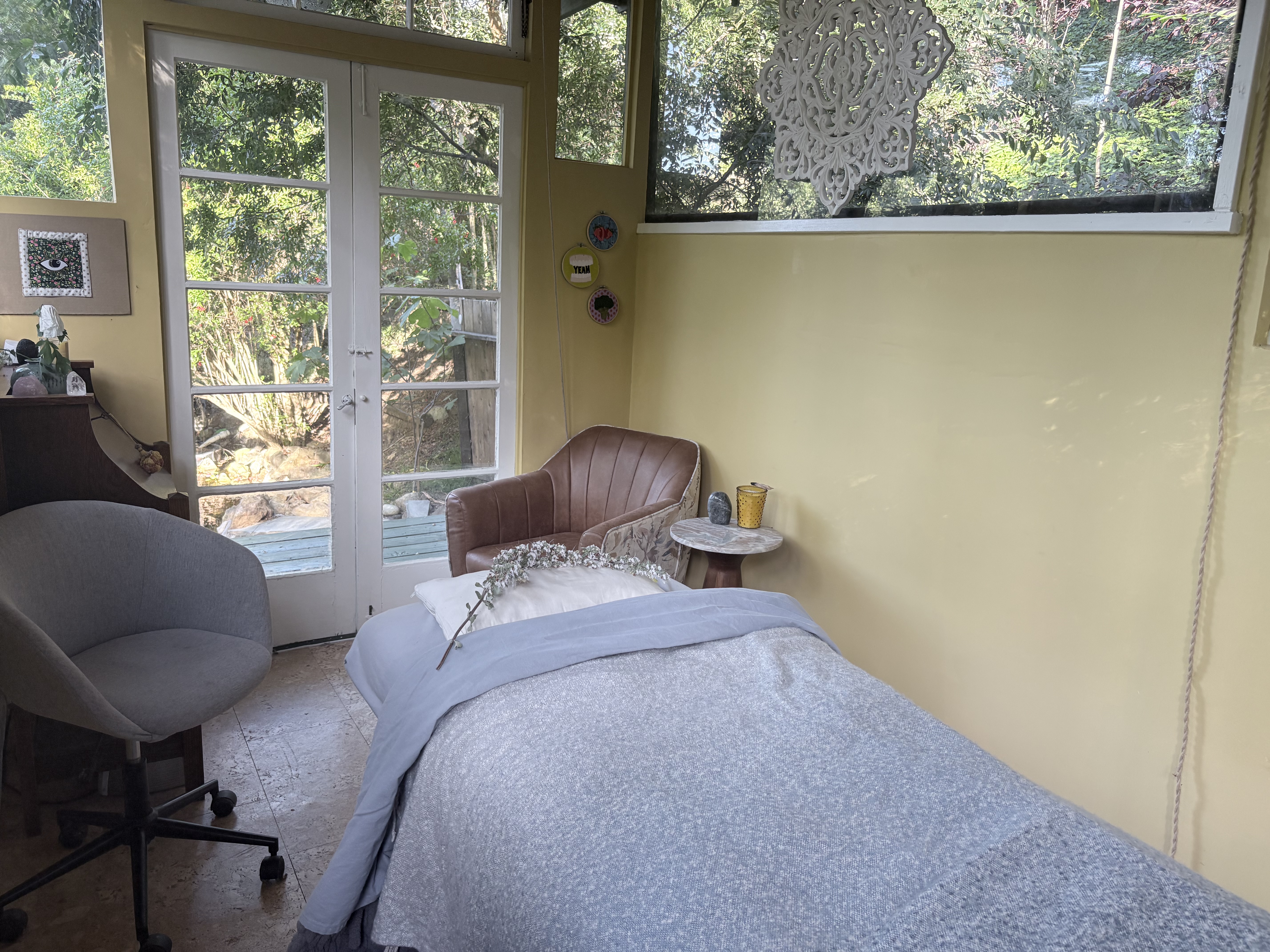 The interior of Elisa's office — a calm, light-filled treatment space